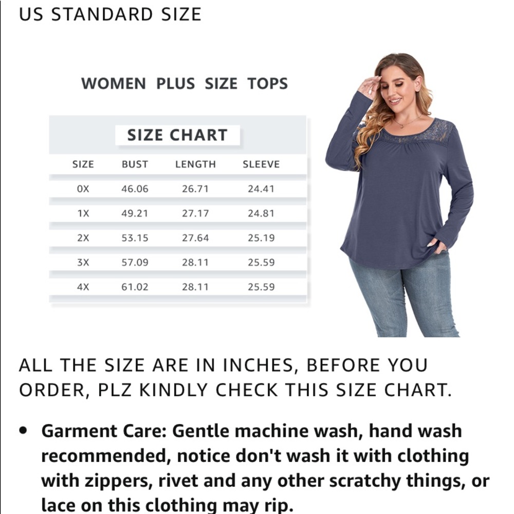 ZYFMAILY WOMEN'S PLEATED TOPS 2X ROUND NECK LACE BLOUSE SWING FLOWY LONG SLEEVE - Picture 8 of 11